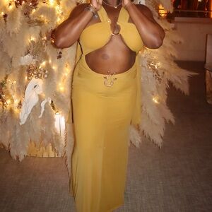 Elegant Yellow Cut-Out two piece set